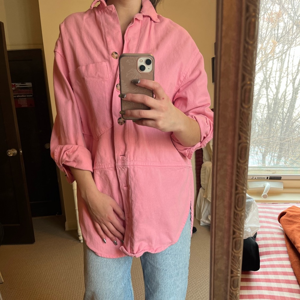 pink zara shacket extra small